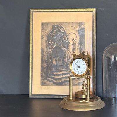 LOT 107: Vintage Print of "Old Door" & Umpire Anniversary Clock