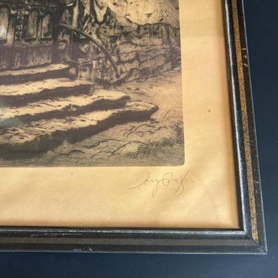 LOT 107: Vintage Print of "Old Door" & Umpire Anniversary Clock