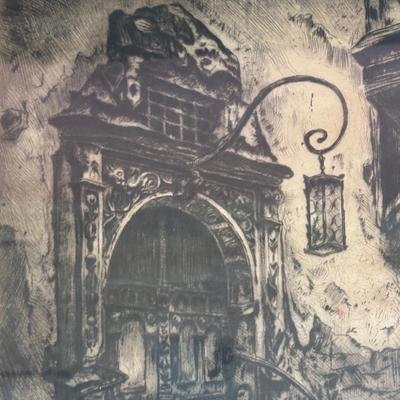 LOT 107: Vintage Print of "Old Door" & Umpire Anniversary Clock