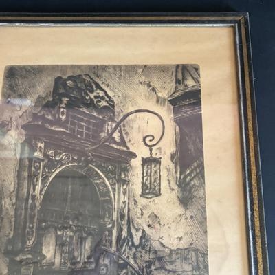LOT 107: Vintage Print of "Old Door" & Umpire Anniversary Clock