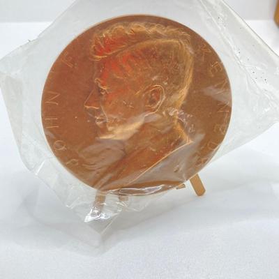 LOT 112: Collection of Bronze Medals / Tokens - John F. Kennedy, Dwight D. Eisenhower, Benjamin Franklin, Andrew Johnson and John and...