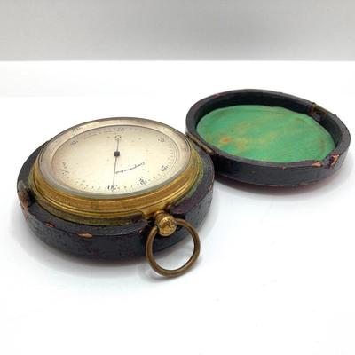 LOT 113: Vintage Made in England Compensated Barometer with Case
