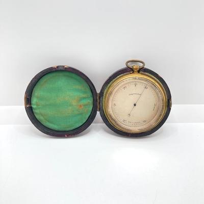 LOT 113: Vintage Made in England Compensated Barometer with Case