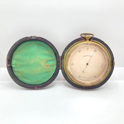 LOT 113: Vintage Made in England Compensated Barometer with Case