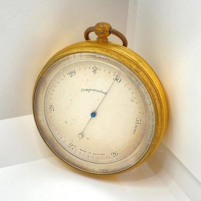 LOT 113: Vintage Made in England Compensated Barometer with Case