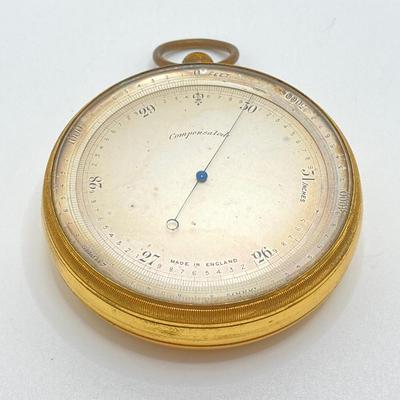 LOT 113: Vintage Made in England Compensated Barometer with Case