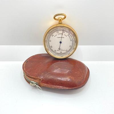 LOT 115: Vintage Made in England ATCO Compensated Pocket Barometer in Case