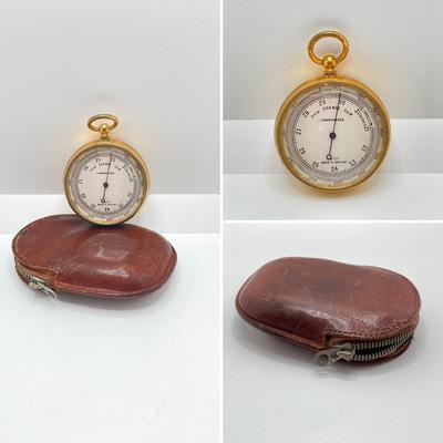 LOT 115: Vintage Made in England ATCO Compensated Pocket Barometer in Case