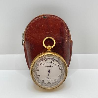 LOT 115: Vintage Made in England ATCO Compensated Pocket Barometer in Case