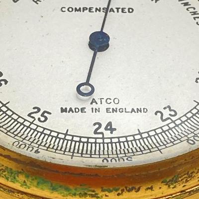 LOT 115: Vintage Made in England ATCO Compensated Pocket Barometer in Case