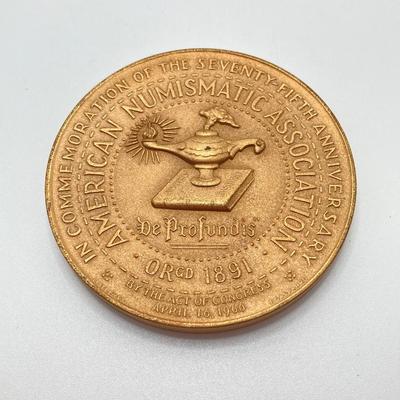 LOT 116: Five Bronze Metals / Tokens - Jackie Robinson, Lyman J. Cage, Diamond Jubilee and More