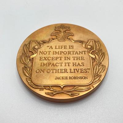 LOT 116: Five Bronze Metals / Tokens - Jackie Robinson, Lyman J. Cage, Diamond Jubilee and More