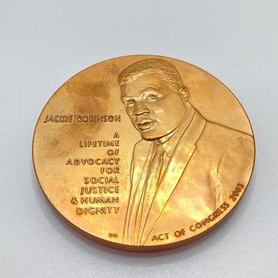 LOT 116: Five Bronze Metals / Tokens - Jackie Robinson, Lyman J. Cage, Diamond Jubilee and More