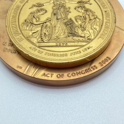 LOT 116: Five Bronze Metals / Tokens - Jackie Robinson, Lyman J. Cage, Diamond Jubilee and More