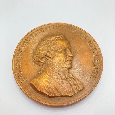 LOT 117: Seven Bronze Medals / Tokens - Richard Nixon, Gerald Ford, Chief Justice John Jay, Chief Justice John Rutledge, Chief Justice...