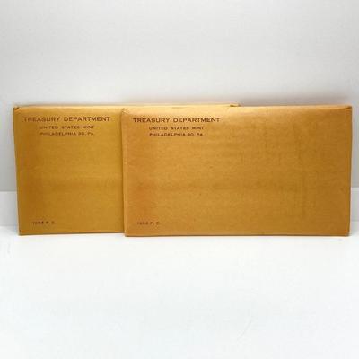 LOT 129: Two 1956 U.S. Mint Coin Proof Sets in Original Sealed Envelopes