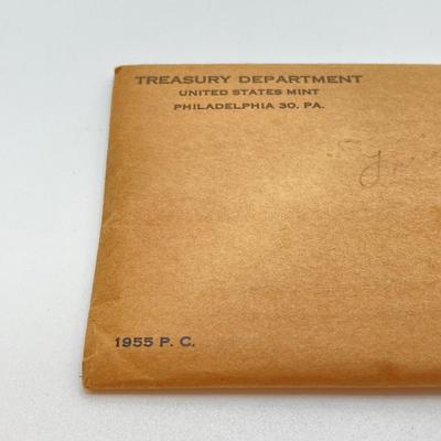 LOT 130: 1955 and 1956 U.S. Philadelphia Mint Coin Proof Sets with Original Envelopes