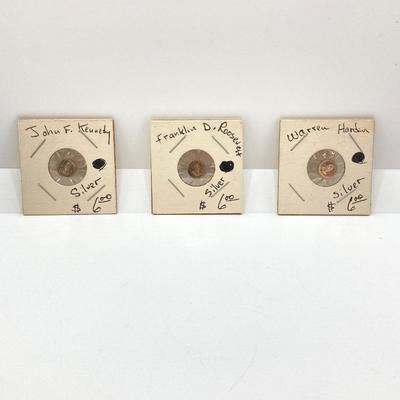 LOT 131: U.S. Mint Coins - (3) Barber Coins (Lincoln / Washington, Lincoln - Garfield, Lincoln - Grant), (3) Small Silver Coins (John F....