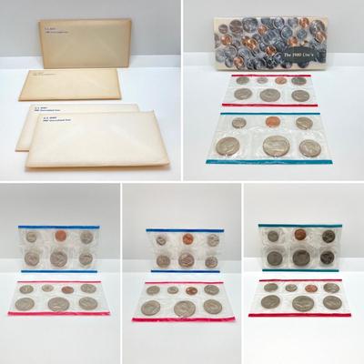 LOT 132: Four U.S. Mint Uncirculated Coin Sets in Original Envelopes - (2) 1980 and (2) 1981
