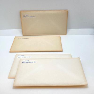 LOT 132: Four U.S. Mint Uncirculated Coin Sets in Original Envelopes - (2) 1980 and (2) 1981