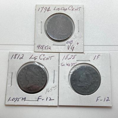 LOT 133: Nine U.S. Large One Cent Coins