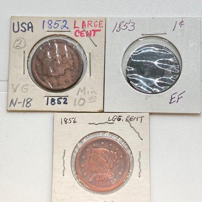 LOT 133: Nine U.S. Large One Cent Coins