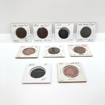 LOT 133: Nine U.S. Large One Cent Coins