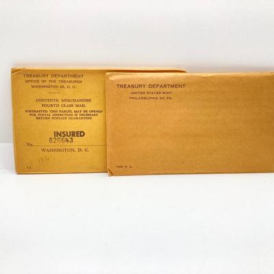 LOT 135: 1956 and 1957 U.S. Philadelphia Mint Coin Proof Sets sealed Original Envelopes
