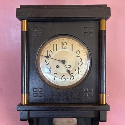 LOT 136: Vintage Wooden Wal Clock with a G.W. Name Plate