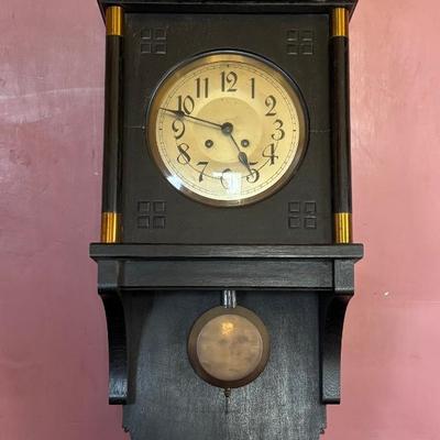 LOT 136: Vintage Wooden Wal Clock with a G.W. Name Plate