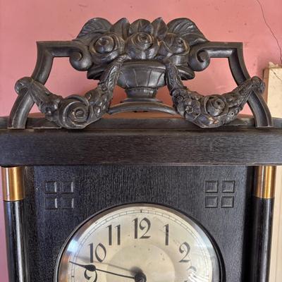 LOT 136: Vintage Wooden Wal Clock with a G.W. Name Plate