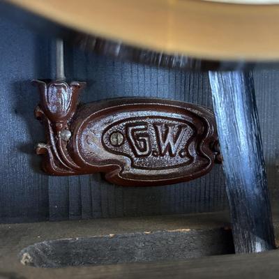LOT 136: Vintage Wooden Wal Clock with a G.W. Name Plate