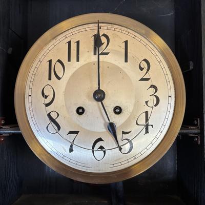LOT 136: Vintage Wooden Wal Clock with a G.W. Name Plate
