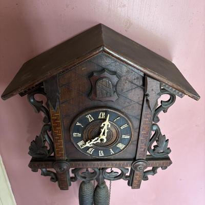 LOT 141: Vintage Cuckoo Clock with Inlay Details & Intricated Carvings