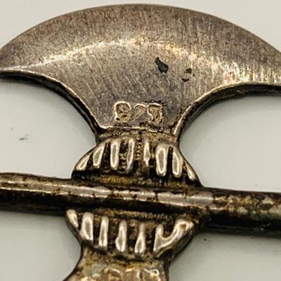 LOT 153: Sterling Silver 7” Charm Bracelet with Bear Charm and Pair of Pierced Battle Axe Earrings Marked 925 11.1 G