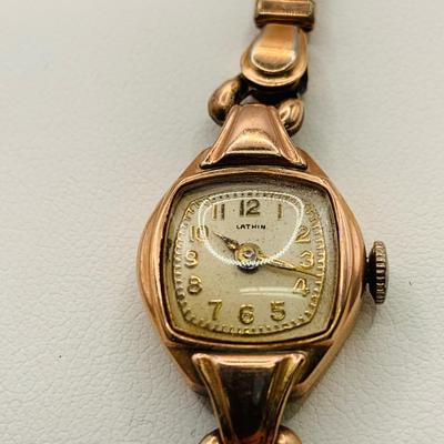 LOT 156: Lathin Watch 14K Gold Case and Gold Filled Band