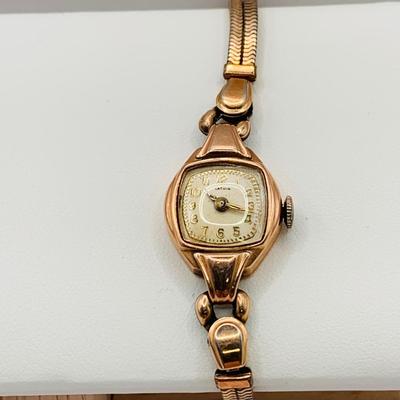 LOT 156: Lathin Watch 14K Gold Case and Gold Filled Band