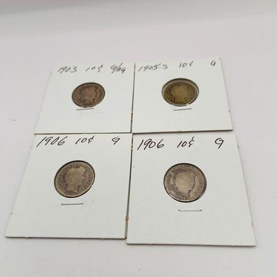 LO 165: Collection of Barber Dimes from 1892 - 1902