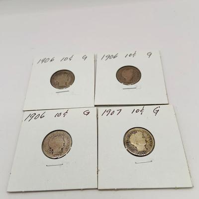 LO 165: Collection of Barber Dimes from 1892 - 1902