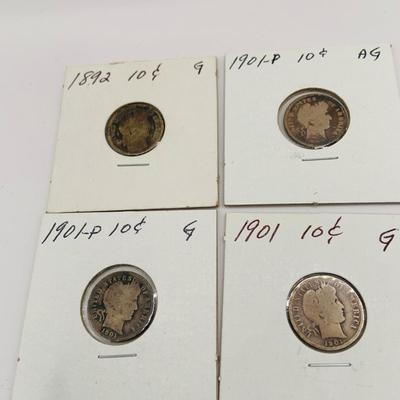 LO 165: Collection of Barber Dimes from 1892 - 1902