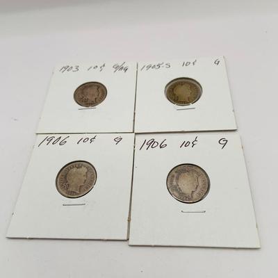 LO 165: Collection of Barber Dimes from 1892 - 1902