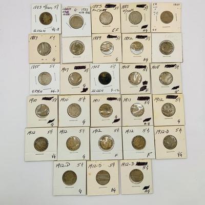 LOT 168 Collection of Liberty Head Nickels 1883 -1912