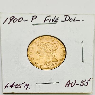 LOT 172: 1900 Gold Liberty Head/ Eagle $5.00 Coin
