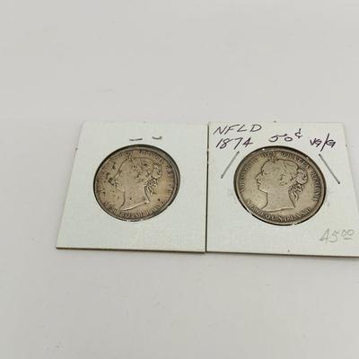 LOT 173: Antique Foreign Coin - Newfoundland 20 and 25 Cent Pieces 1872 -1912