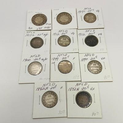 LOT 173: Antique Foreign Coin - Newfoundland 20 and 25 Cent Pieces 1872 -1912