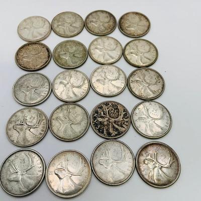 LOT 174: Collection of Canadian Silver Quarters (20)