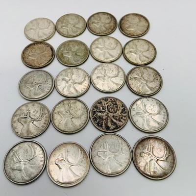 LOT 174: Collection of Canadian Silver Quarters (20)