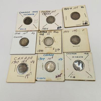 LOT 181: Collection of Canadian Silver Coins 1870 - 1913 - Silver 92.5%