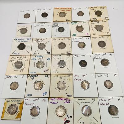 LOT 181: Collection of Canadian Silver Coins 1870 - 1913 - Silver 92.5%