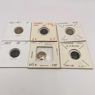 LOT 183 Canadian Nickels 1900-1910 Silver 92.5%